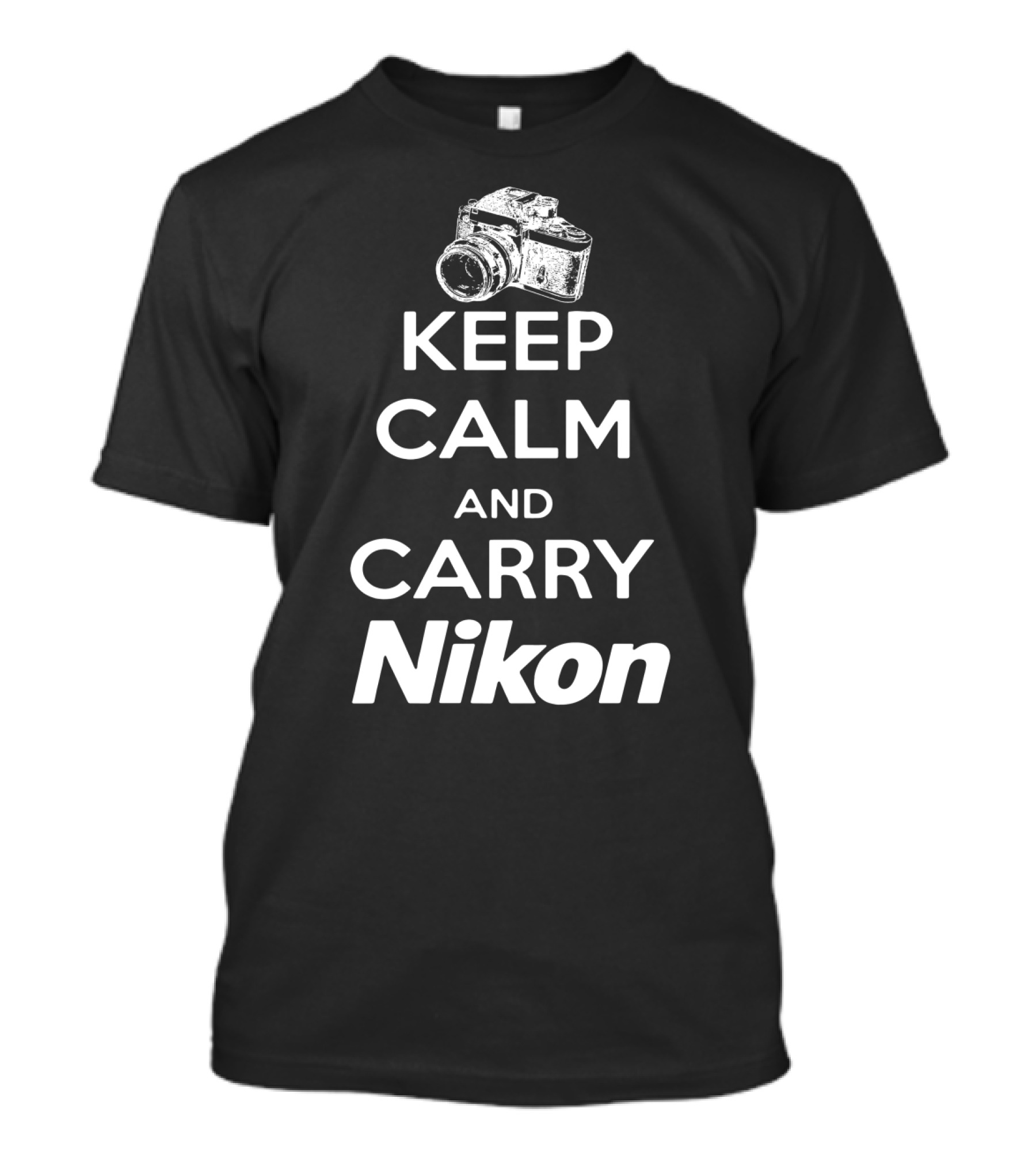 Keep Calm And Carry Nikon Cool Photographer Theme With Vintage Camera T-Shirt