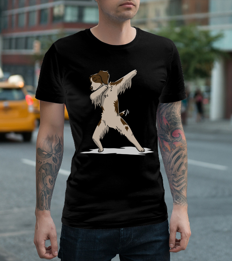 Brittany Spaniel Dabbing Dance Move with Playful Dog Pose T-Shirt