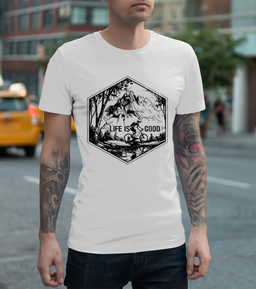 Life Is Good Mountain Bike Adventure Scenic MTB T-Shirt