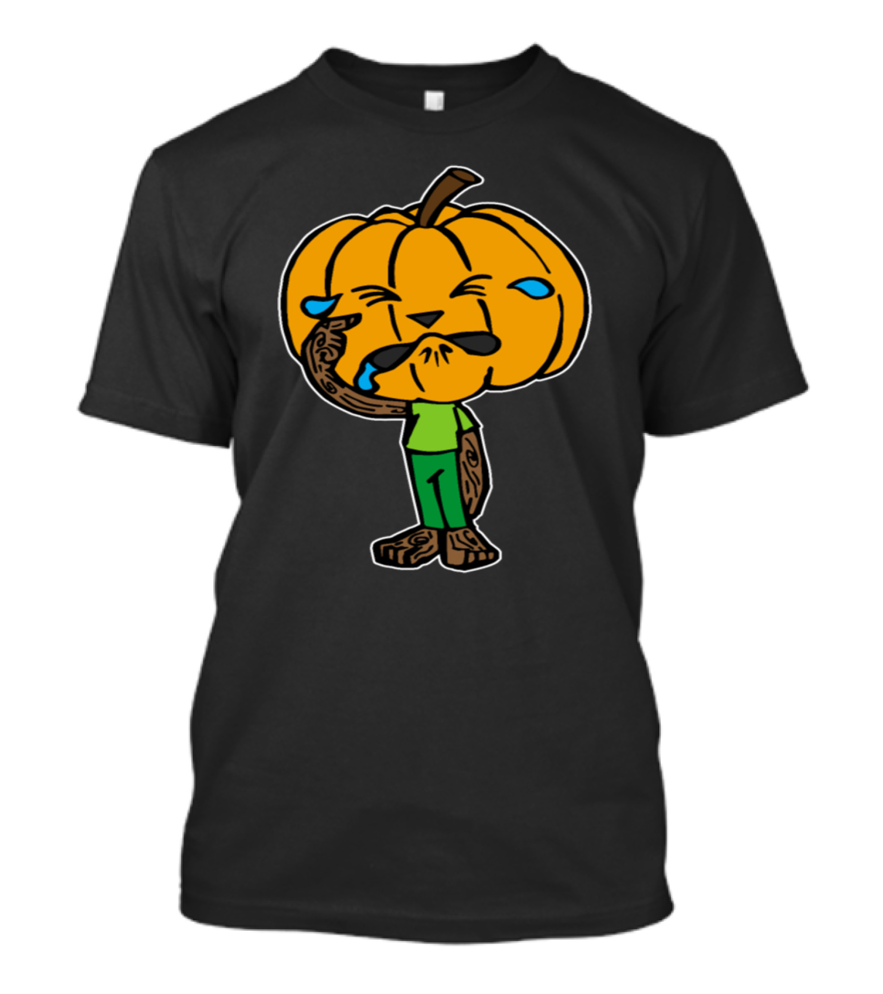 Halloween Scared Pumpkin Rubbing Eyes Crying In Costume T-Shirt