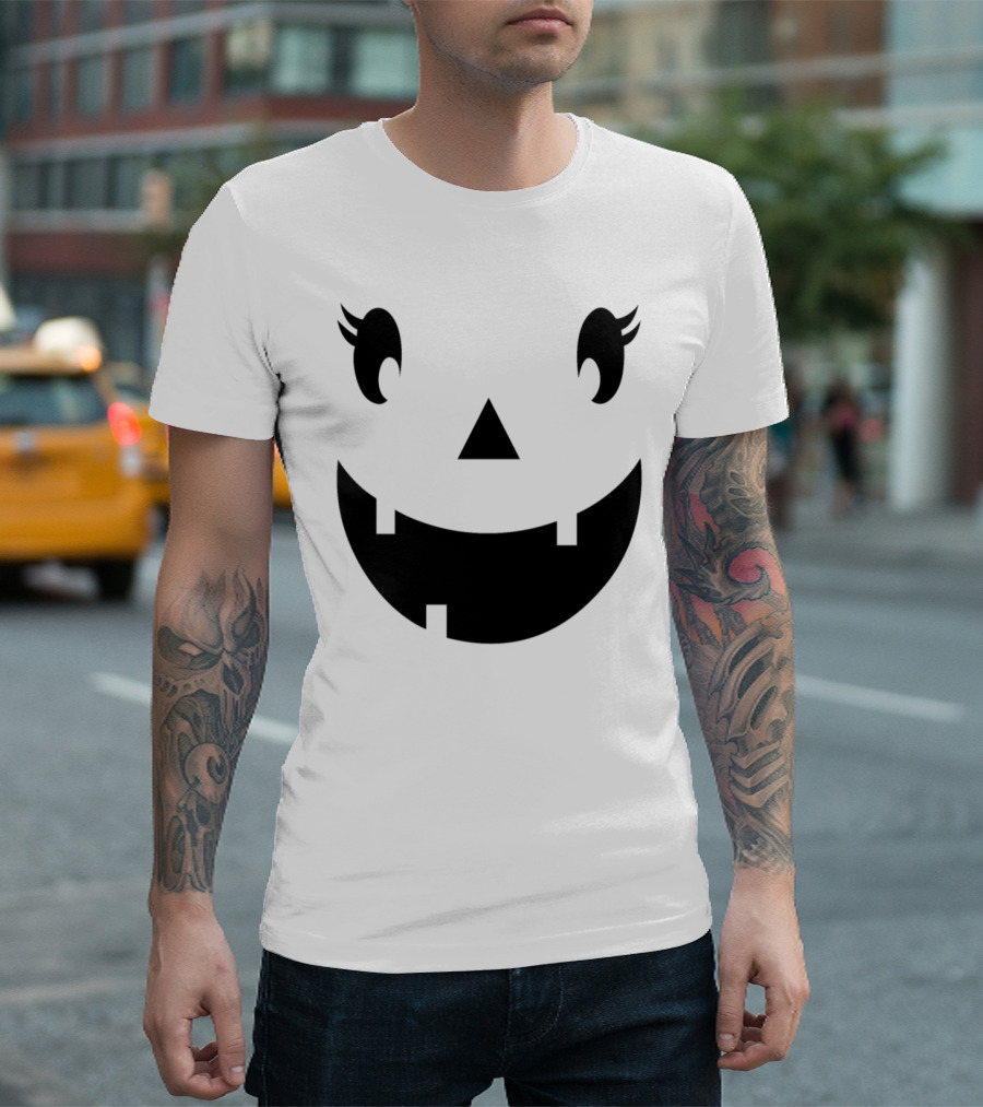 Kawaii Pumpkin Face with Cute Eyes and Smile T-Shirt