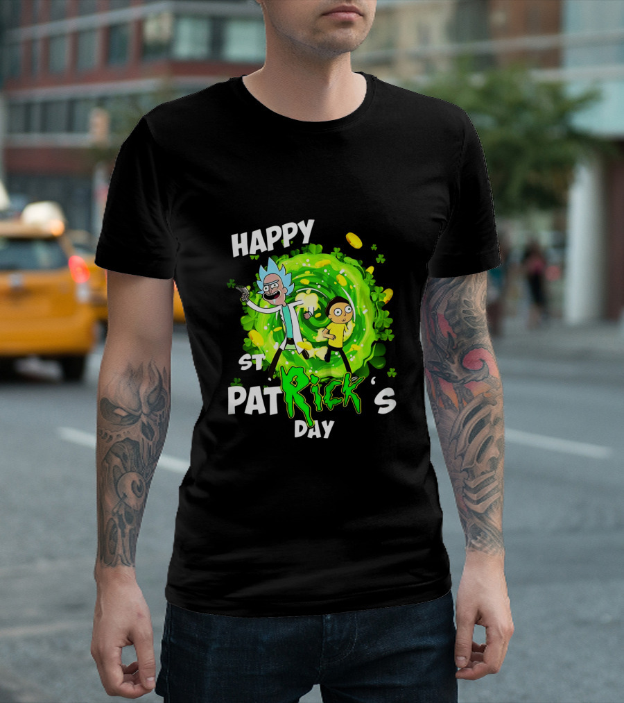 Happy St. Patrick's Day Rick and Morty Portal Adventure T-Shirt