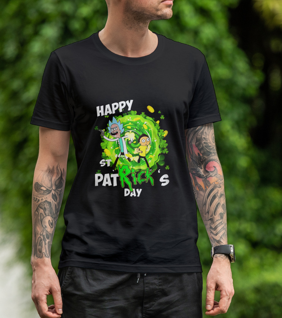 Happy St. Patrick's Day Rick And Morty Portal Adventure T-Shirt