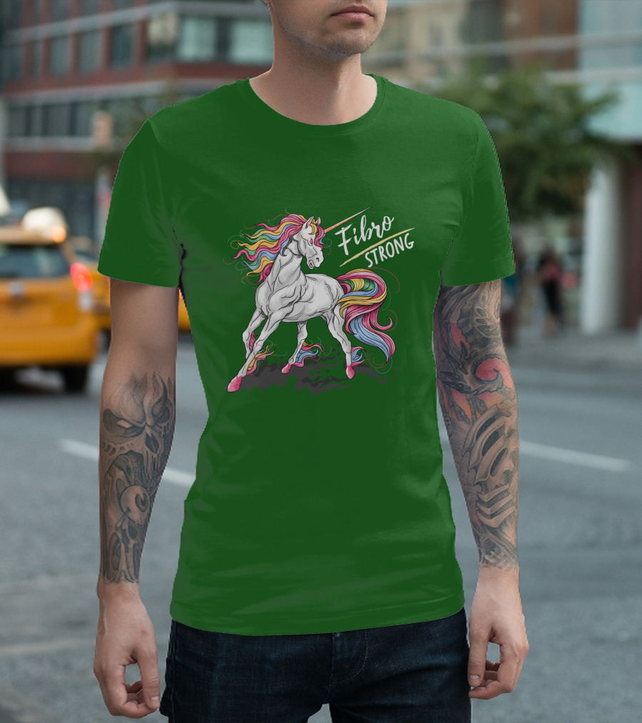 Fibro Unicorn Strong Rainbow Mane T-Shirt