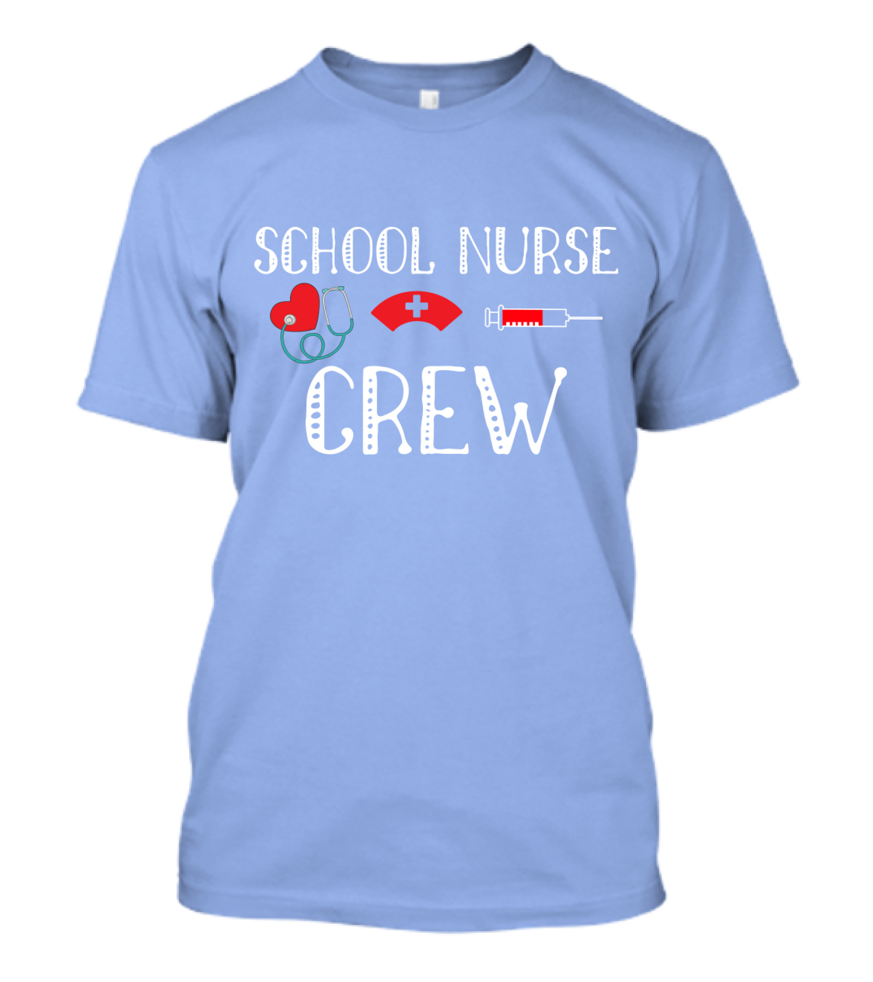 School Nurse Crew Heart Stethoscope Cap Syringe T-Shirt