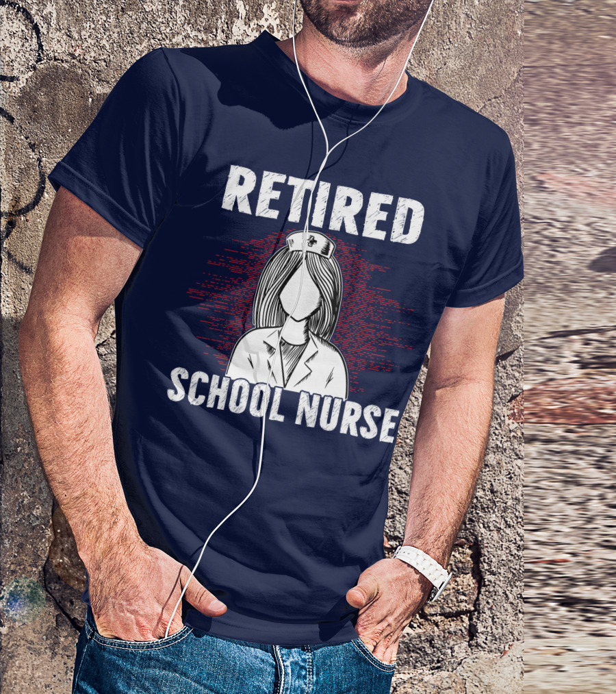 Retired School Nurse Vintage Nurse Figure With Hat T-Shirt
