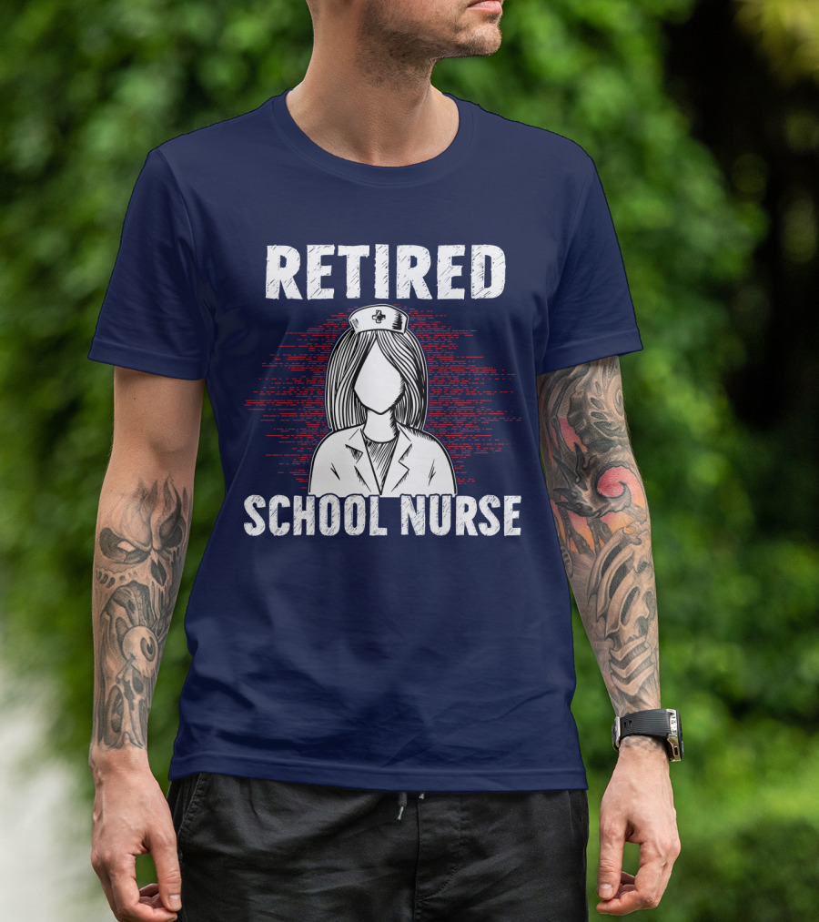 Retired School Nurse Vintage Nurse Figure With Hat T-Shirt