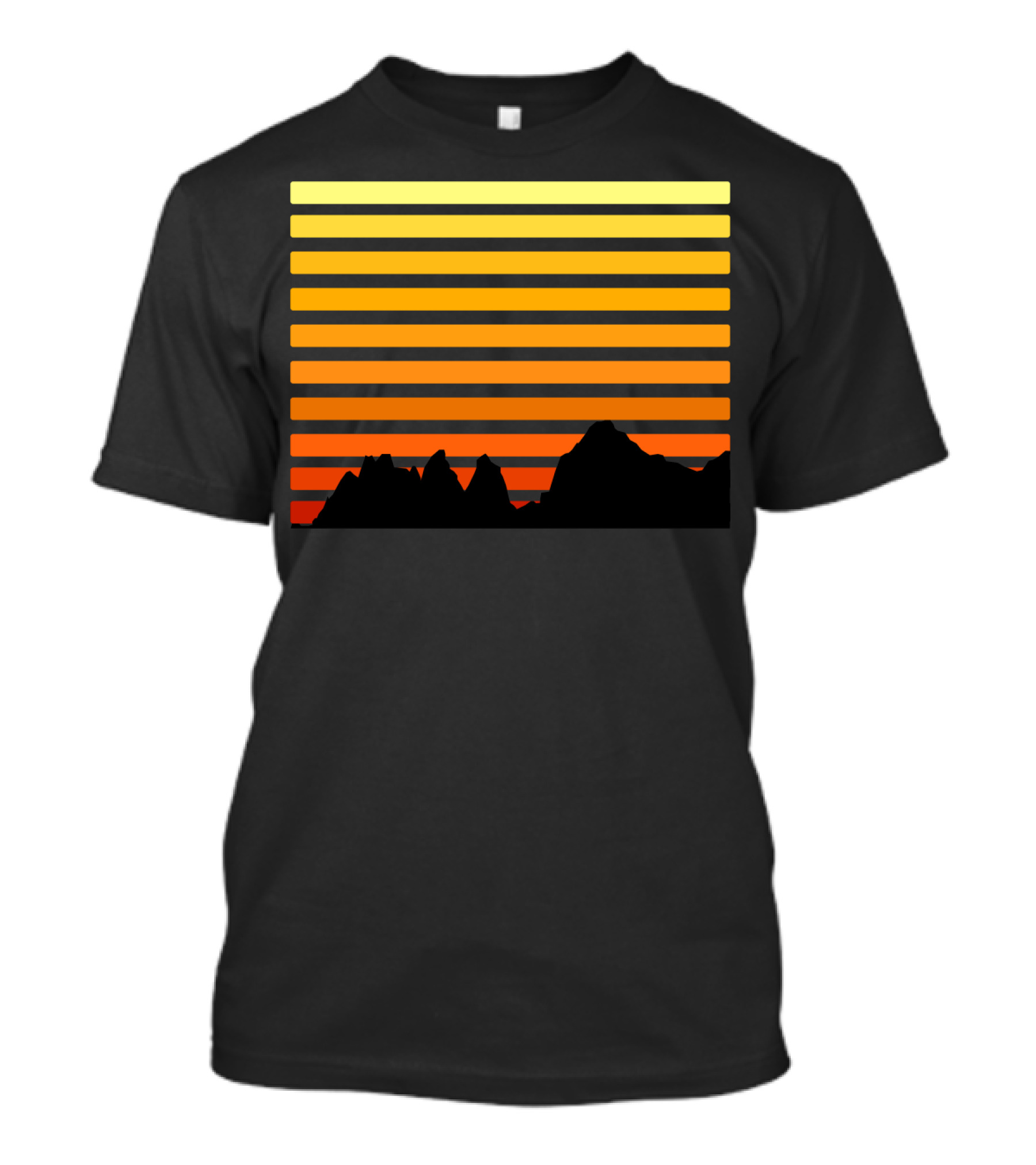 Sunset Gradient Over Mountain Silhouette Bars T-Shirt