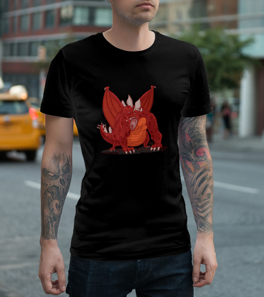 Dragonnate Fierce Red Dragon Wings Roaring T-Shirt
