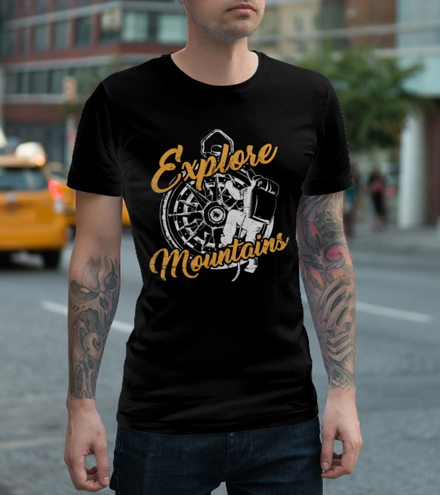 Explore Mountains Adventurous Climbing Wheel Explorer T-Shirt