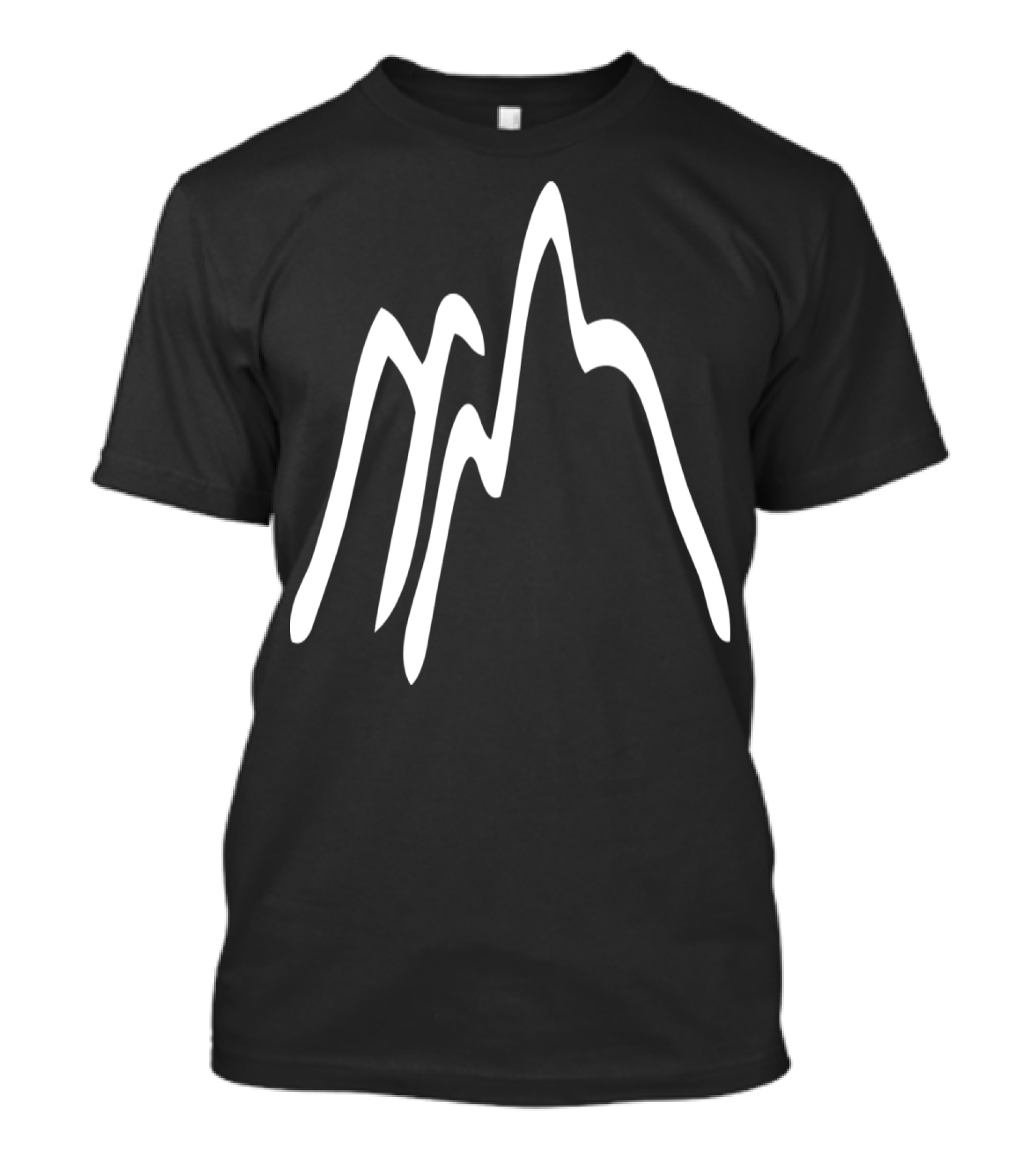 Curved Line Mountains Minimalist White Peaks Graph T-Shirt