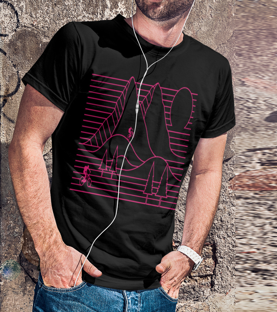 Vintage Mountain Bike Cycling Neon Landscape Adventure T-Shirt