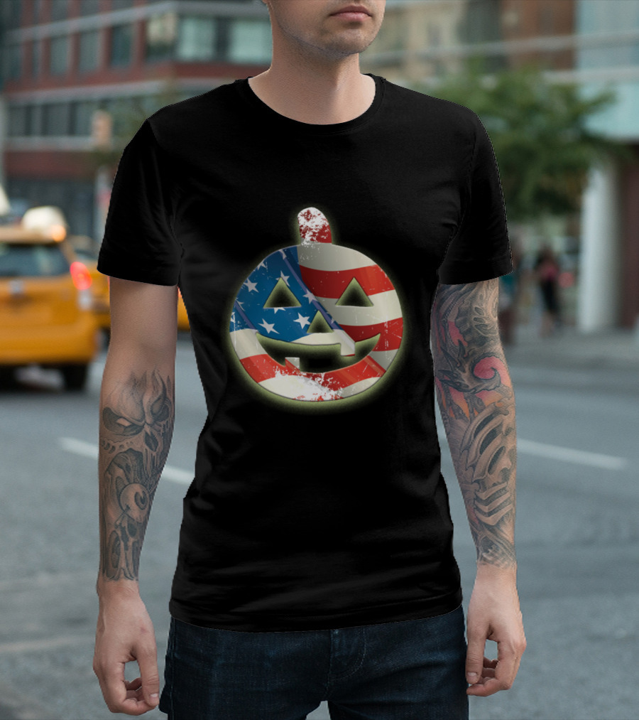 American Flag Pumpkin Face T-Shirt