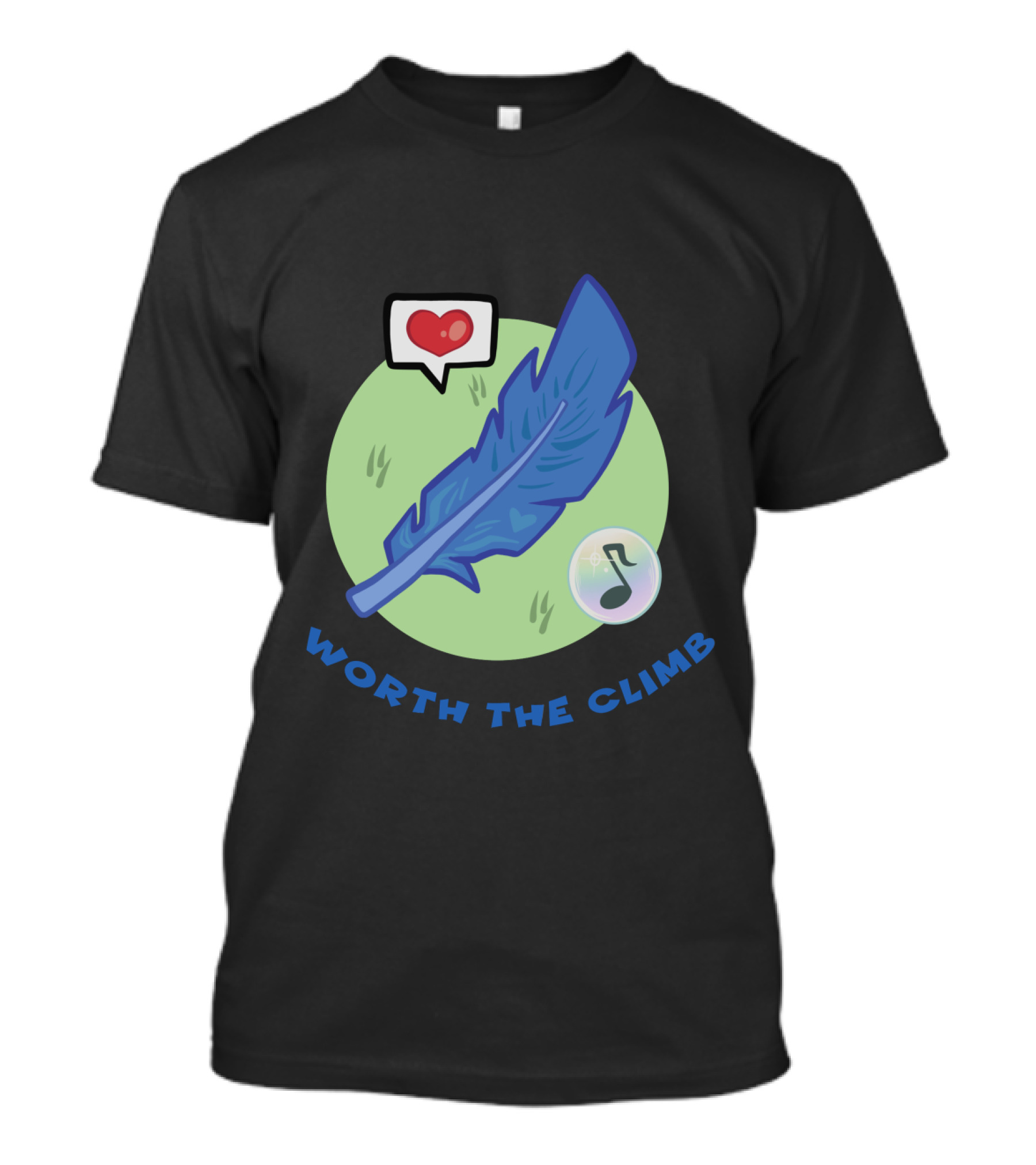 Worth The Climb Heart Music Note Blue Feather T-Shirt