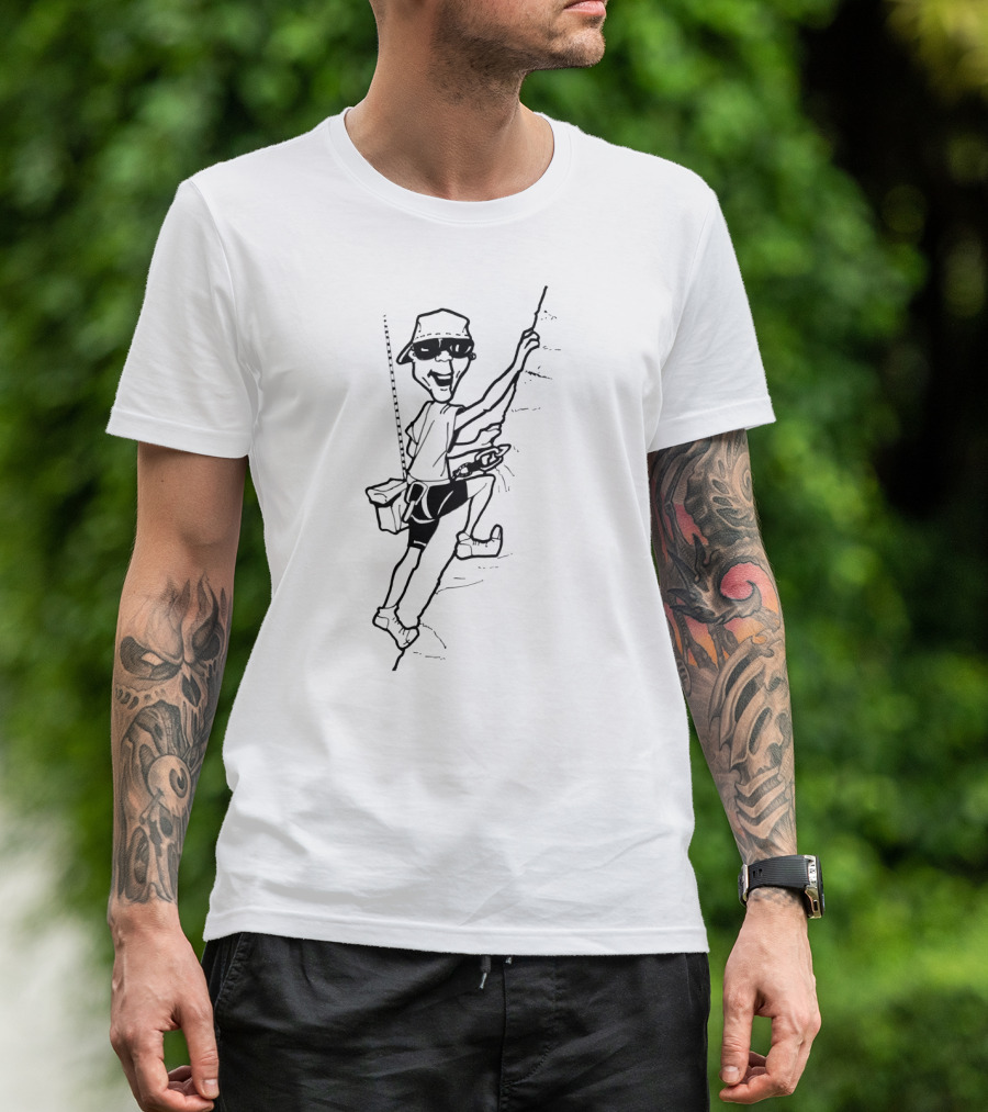 Rock Climbing Adventure Fun Cartoon Character Emphasizing Only The Climb Counts T-Shirt