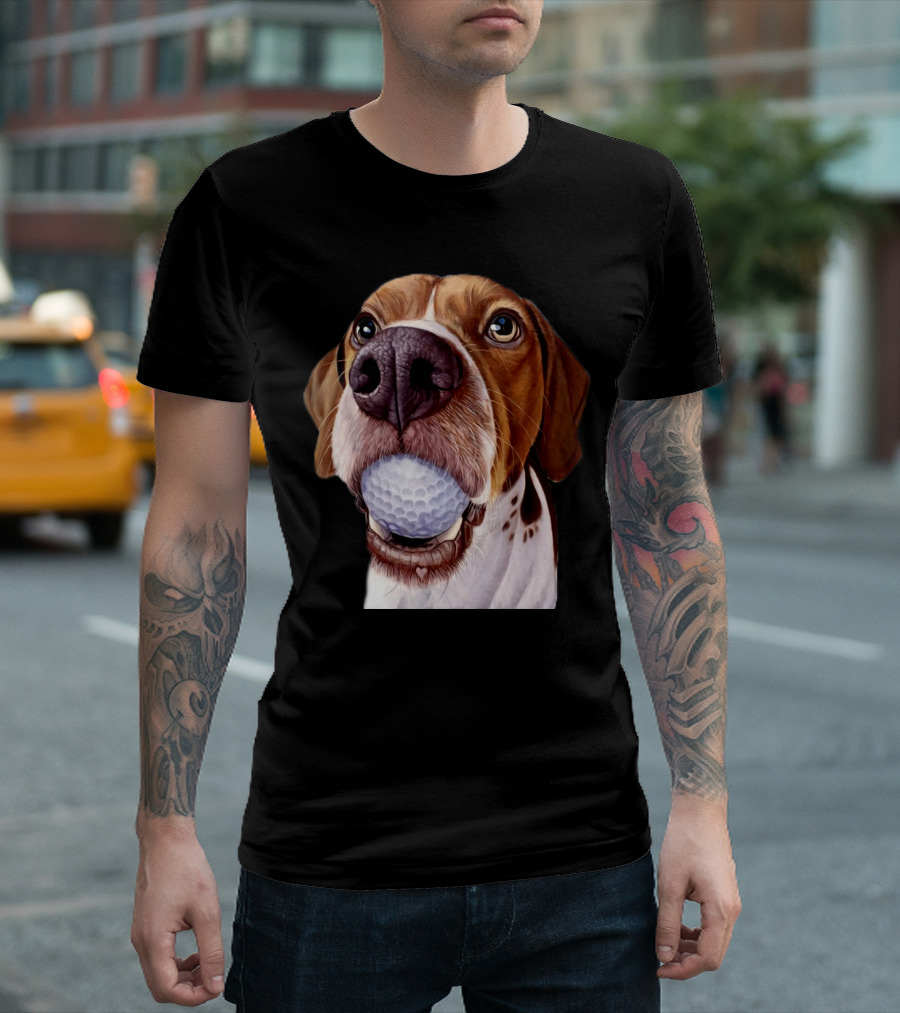 Dog Holding Golf Ball in Mouth T-Shirt