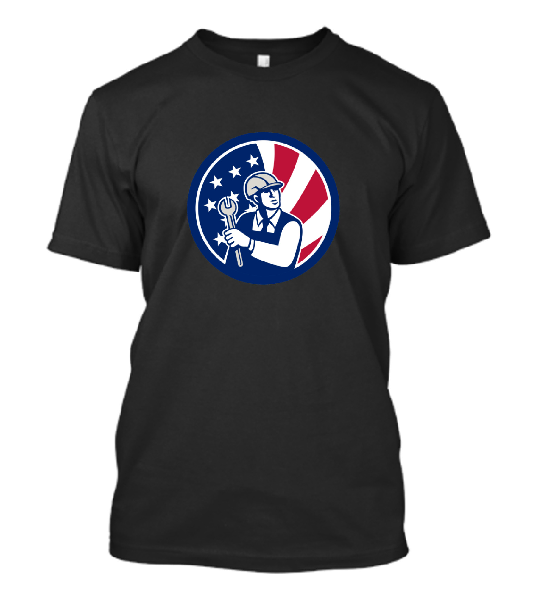 American Engineer Holding Wrench With USA Flag T-Shirt