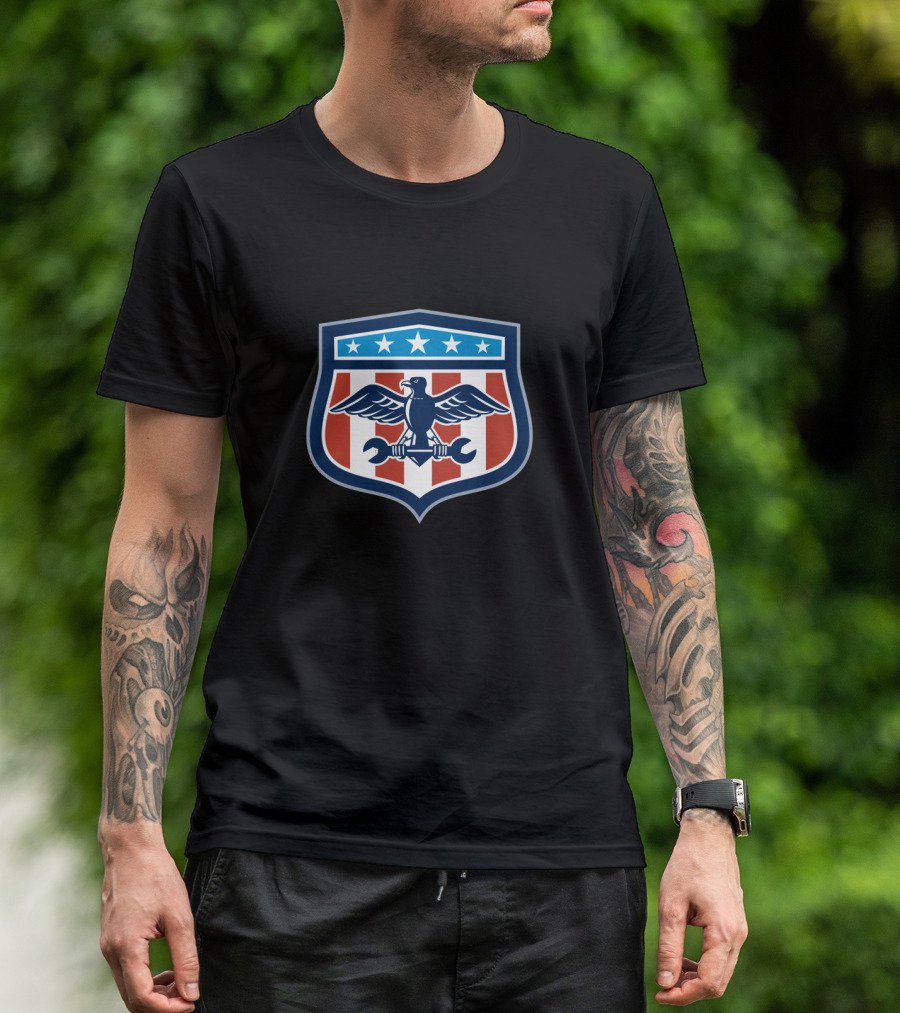 American Eagle Crest With Wrench And USA T-Shirt
