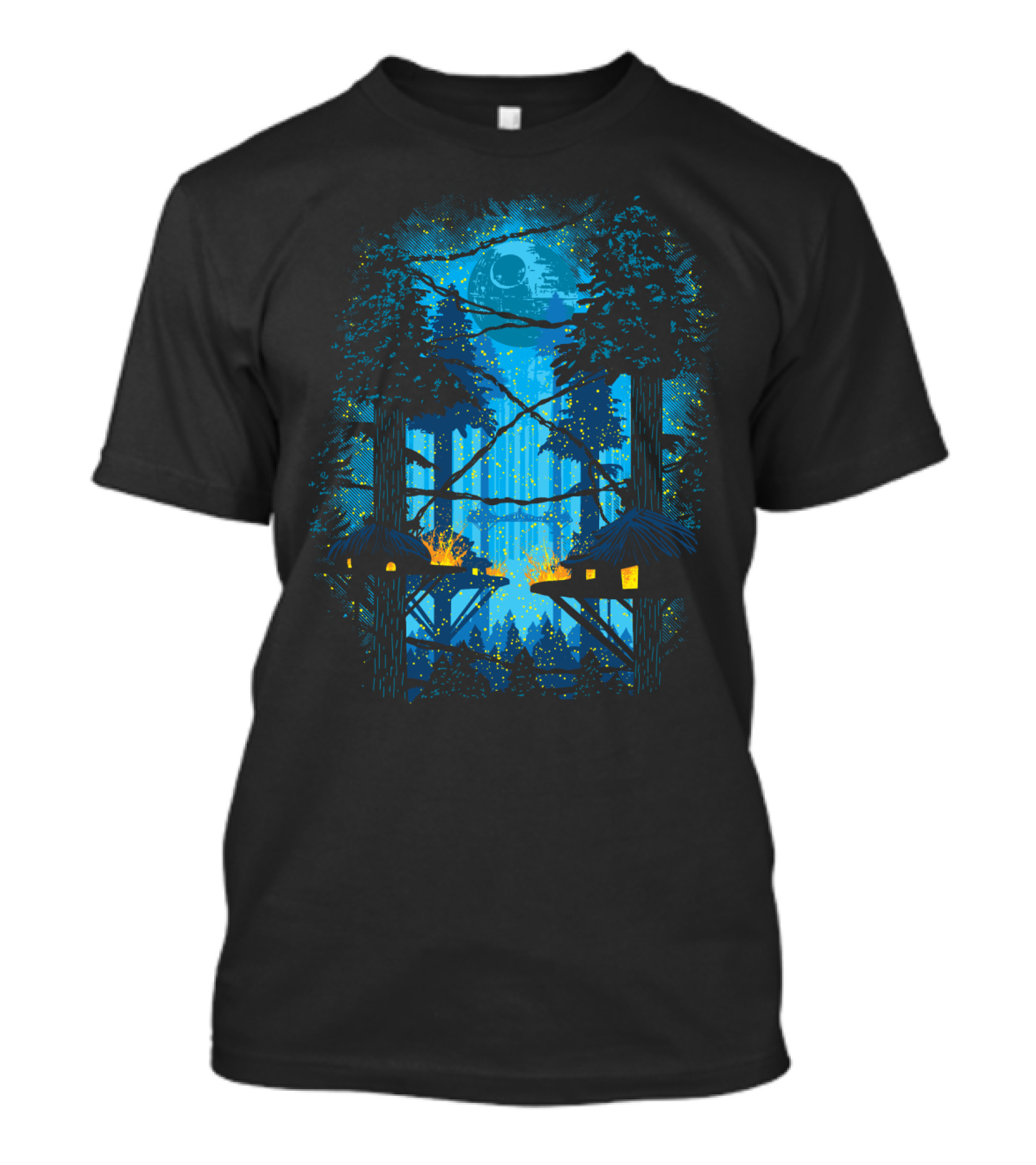 Endor Forest Moon Ewok Village Starry Night Sky With Galactic T-Shirt