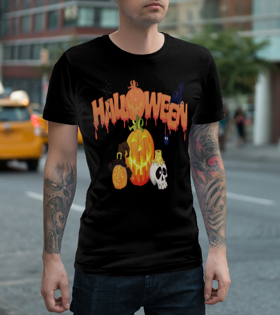 Halloween Pumpkin Ghost Skull Bat Spider T-Shirt