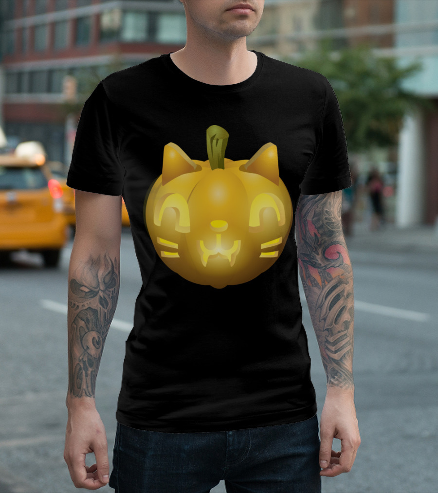 Halloween Cat Lantern Pumpkin with Cat Ears T-Shirt