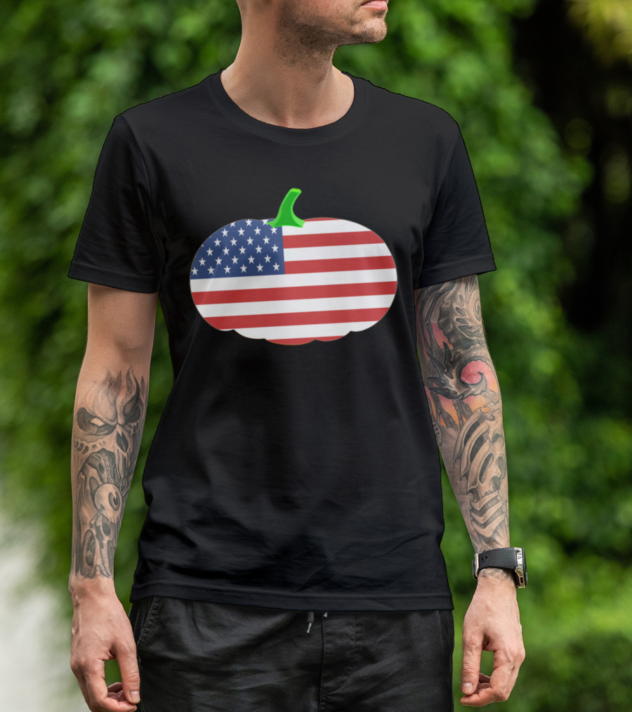 American Flag Pumpkin Patriotic T-Shirt