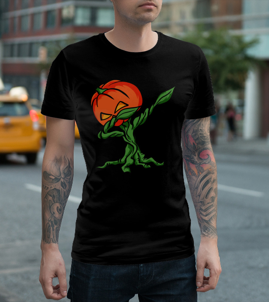 Funny Dabbing Halloween Pumpkin Jack-O'-Lantern Tree T-Shirt