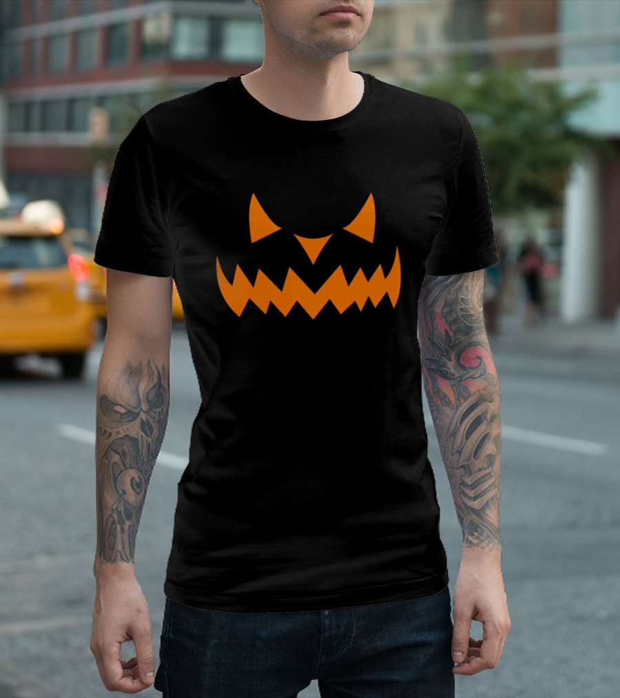 Halloween Scary Pumpkin Jack O Lantern Face T-Shirt