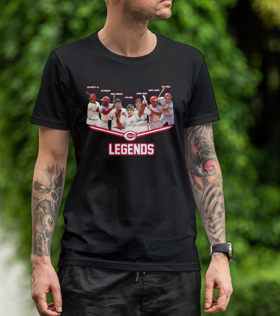 Reds Legends Ken Griffey Jr Joe Morgan Ernie Lombardi Pete Rose Johnny Bench Barry Larkin Tony PErez T-Shirt
