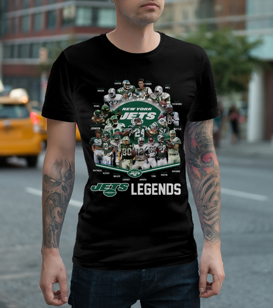 New York Jets Legends Revis Namath Martin Klecko Toon Maynard T-Shirt