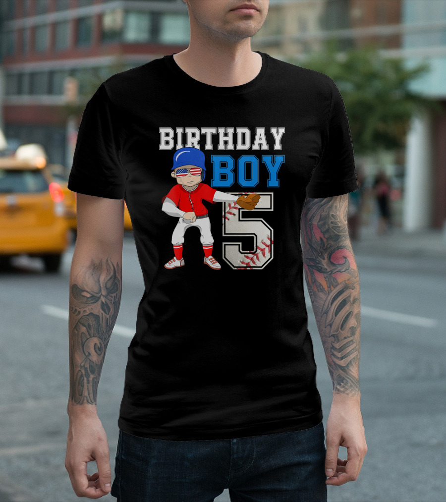 Birthday Boy Baseball 5th Year Old T-Shirt