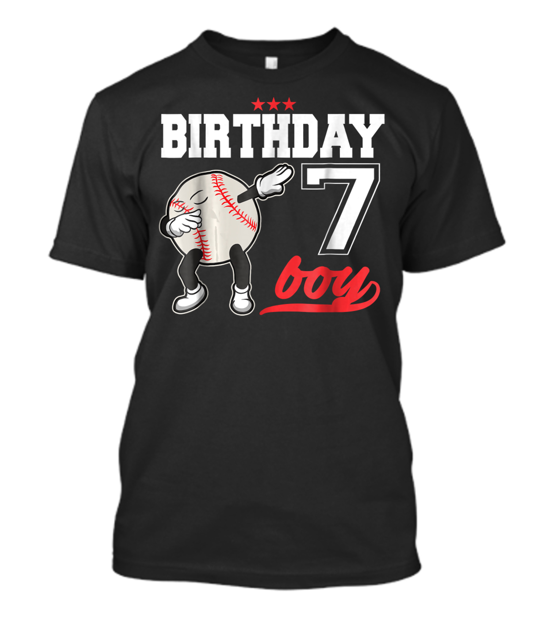 Birthday 7 Boy Dabbing Baseball T-Shirt