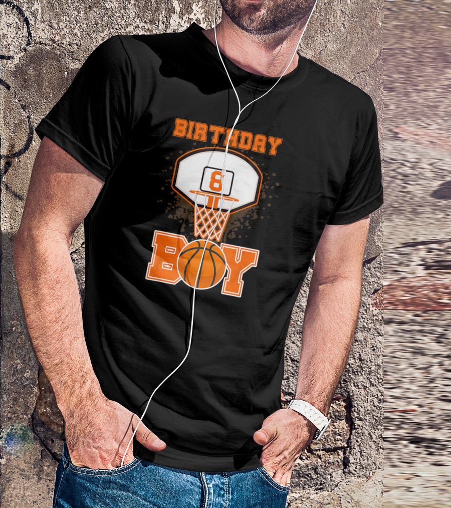 Birthday Boy 8 Basketball Hoop T-Shirt