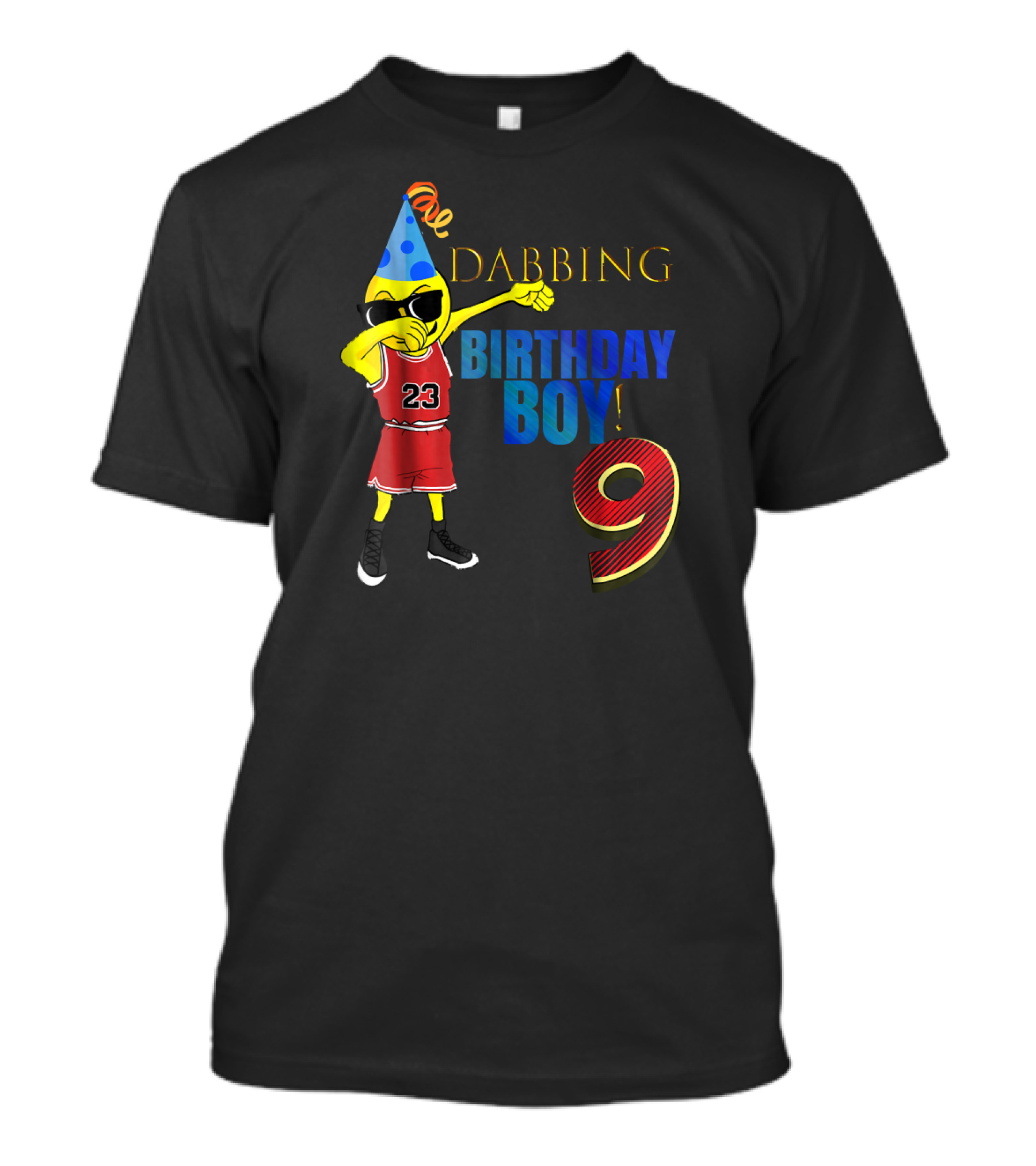 Dabbing Emoji Basketball Birthday Boy 9 Party Hat T-Shirt