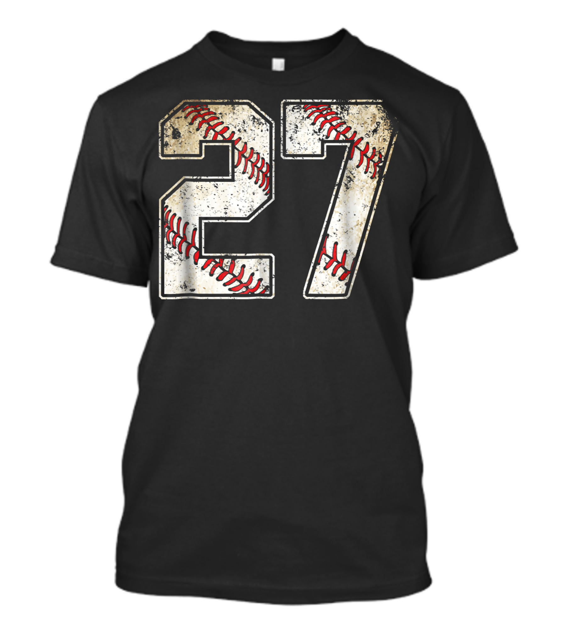 27 Baseball Stitch Number Distressed Sports T-Shirt
