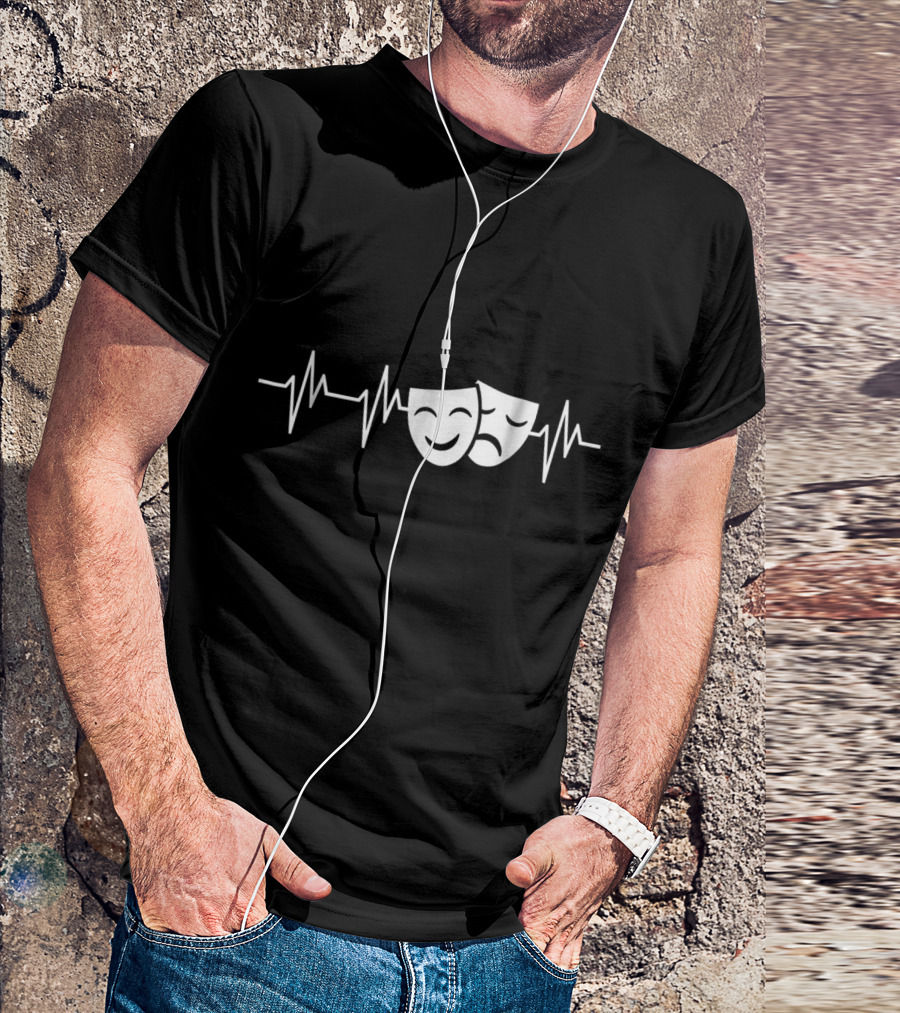 Acting Masks Heartbeat Funny Acting Theatre T-Shirt