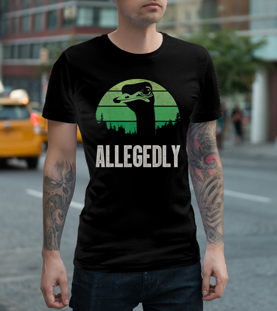 Allegedly Ostrich Vintage Sunset Funny Bird Lover T-Shirt
