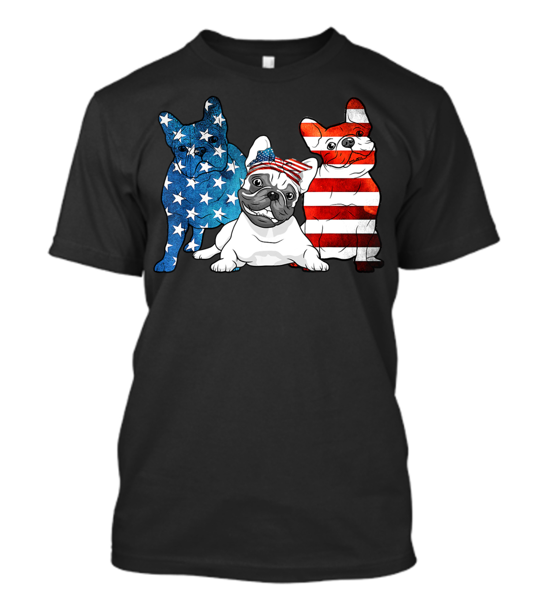 American French Bulldog Stars Stripes Patriotic US T-Shirt