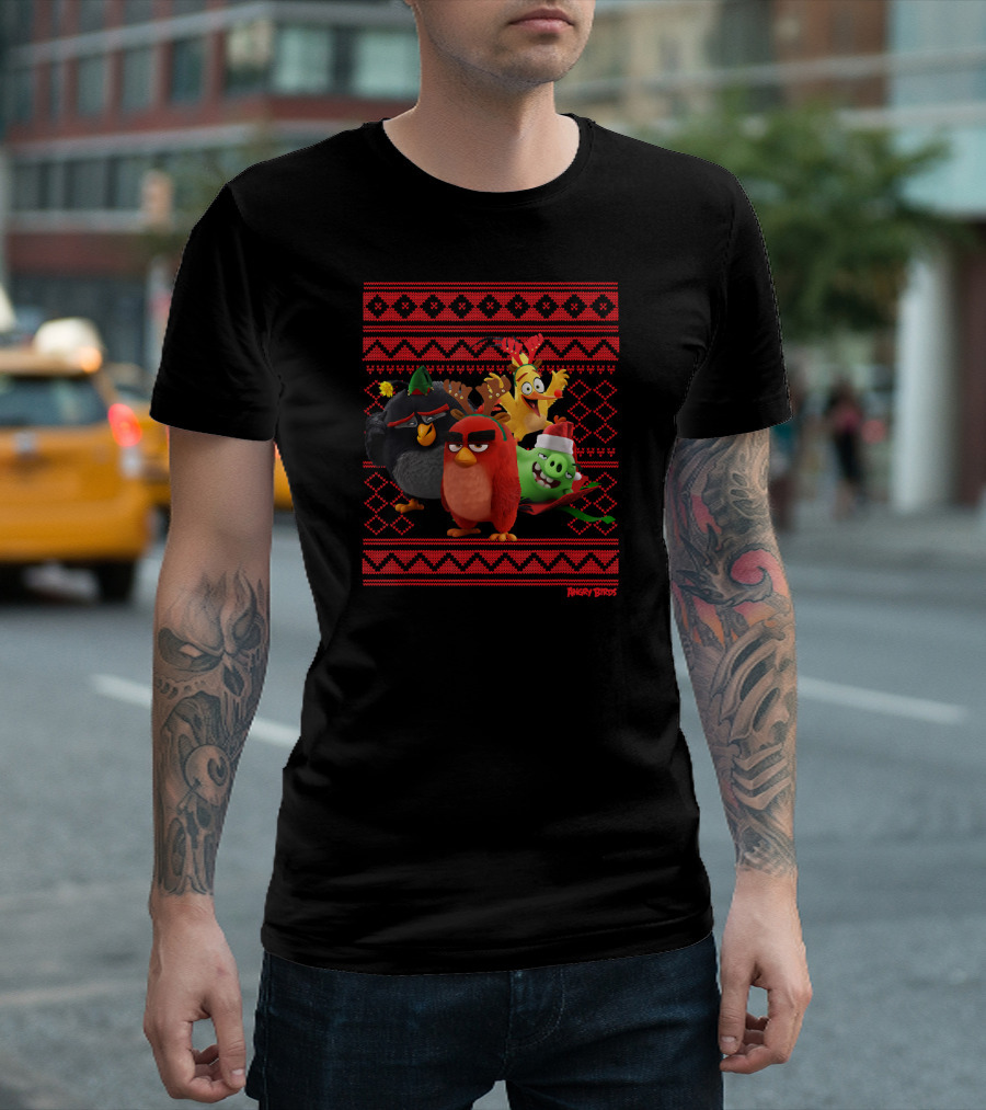 Angry Birds Christmas Sweater with Festive Characters T-Shirt