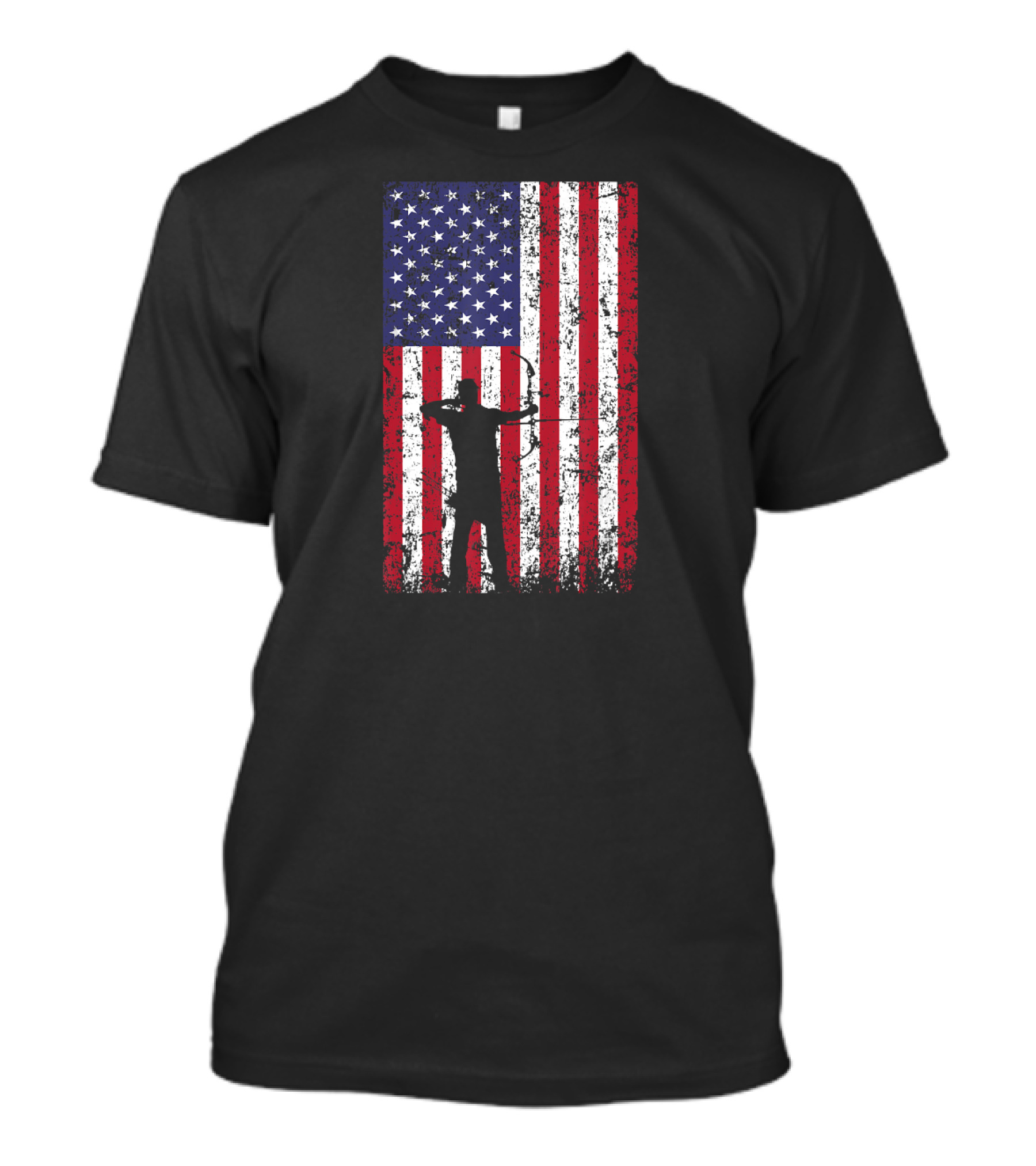 Archery Bow Hunter American Flag T-Shirt