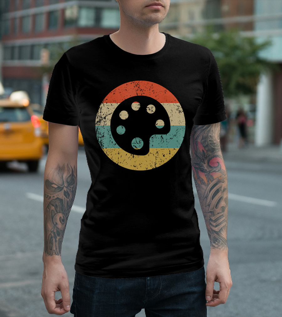 Retro Vintage Paint Palette Stripes T-Shirt