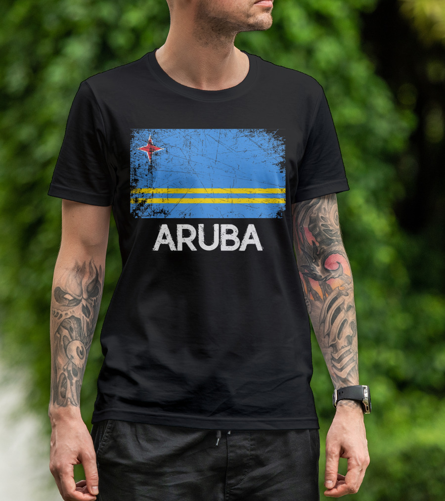 Aruban Flag Vintage Aruba Blue Yellow Star T-Shirt