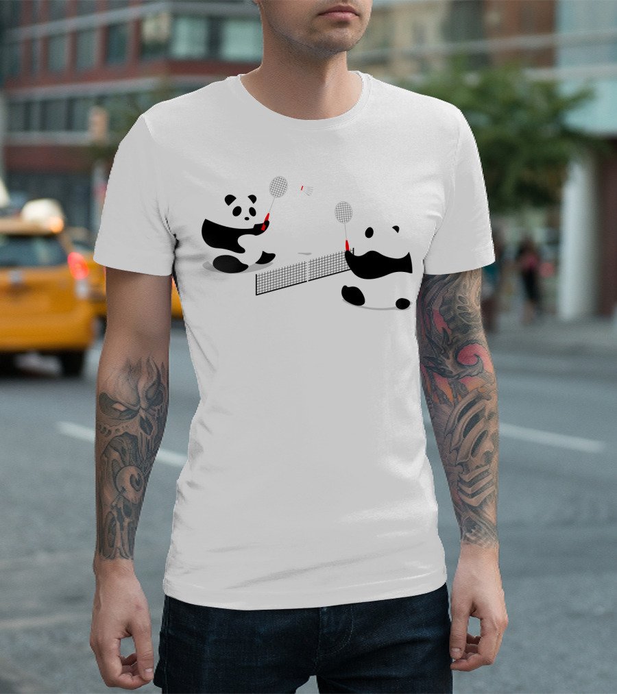 Panda Badminton Match with Volleyball Net T-Shirt