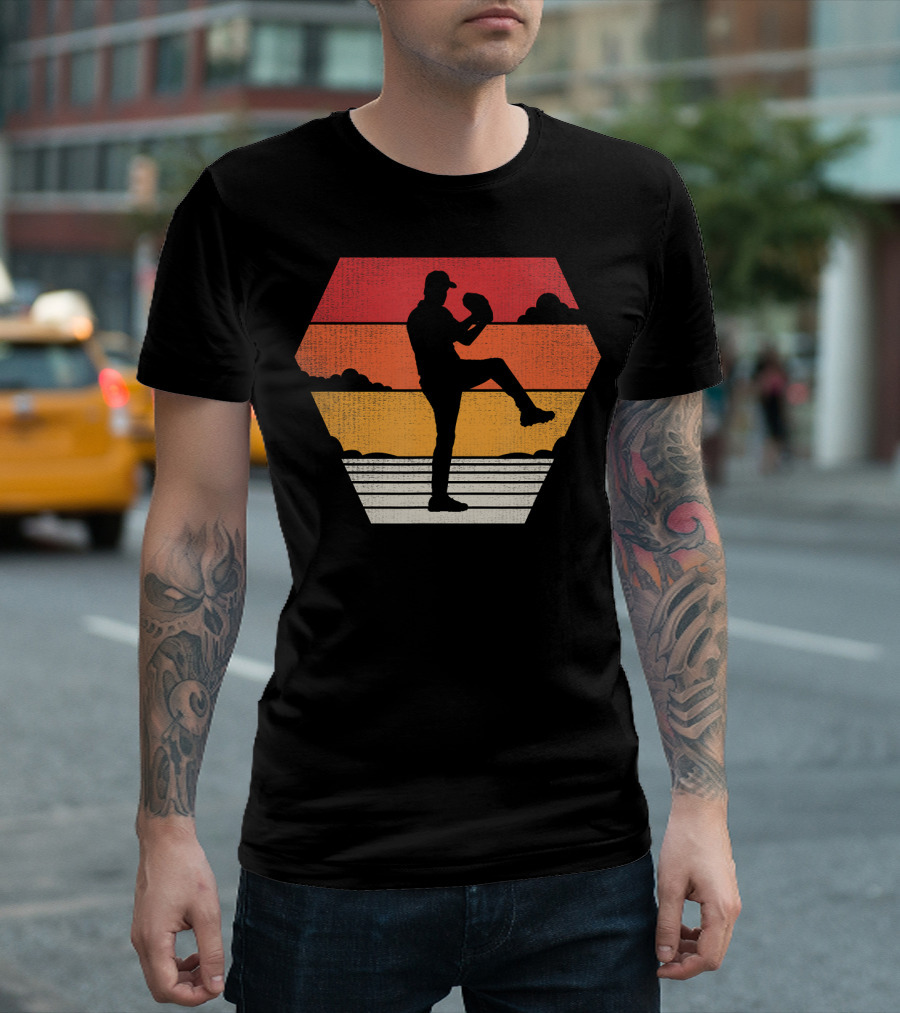 Baseball Vintage 70s 80s Sunset Pitcher T-Shirt