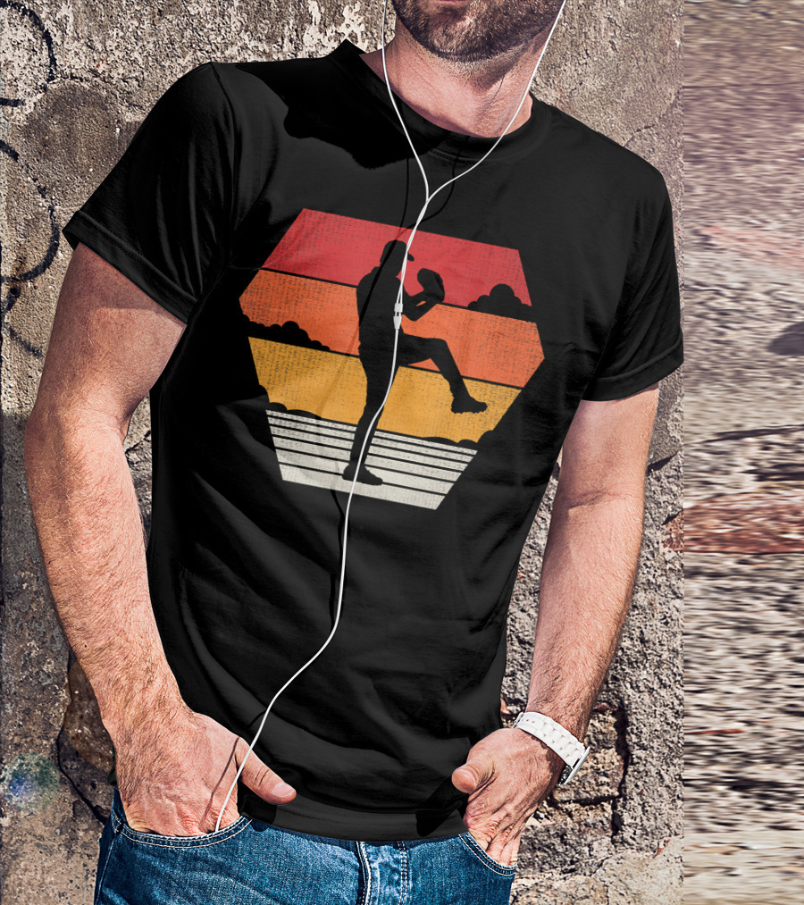 Baseball Vintage 70s 80s Sunset Pitcher T-Shirt