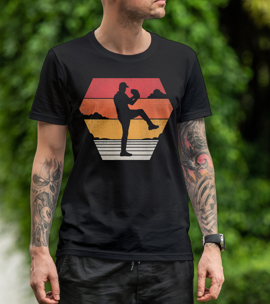 Baseball Vintage 70s 80s Sunset Pitcher T-Shirt