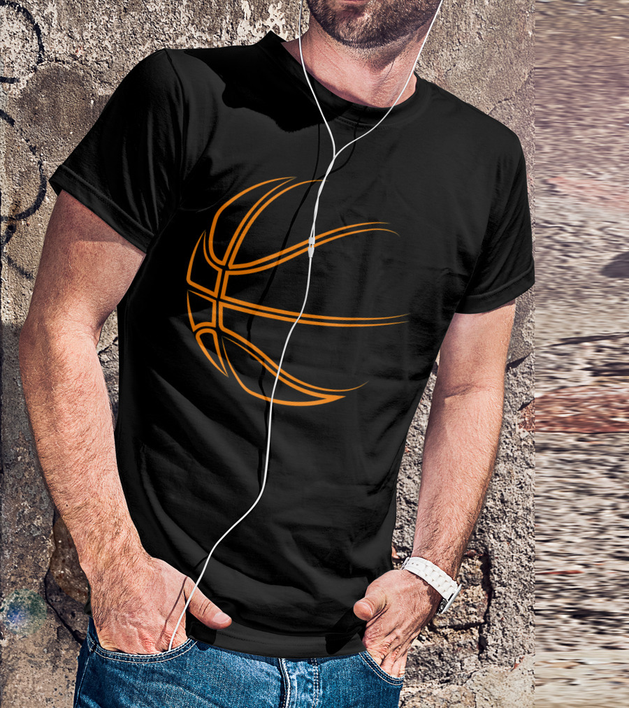 Basketball Novelty Minimalist Orange Basketball Lines T-Shirt