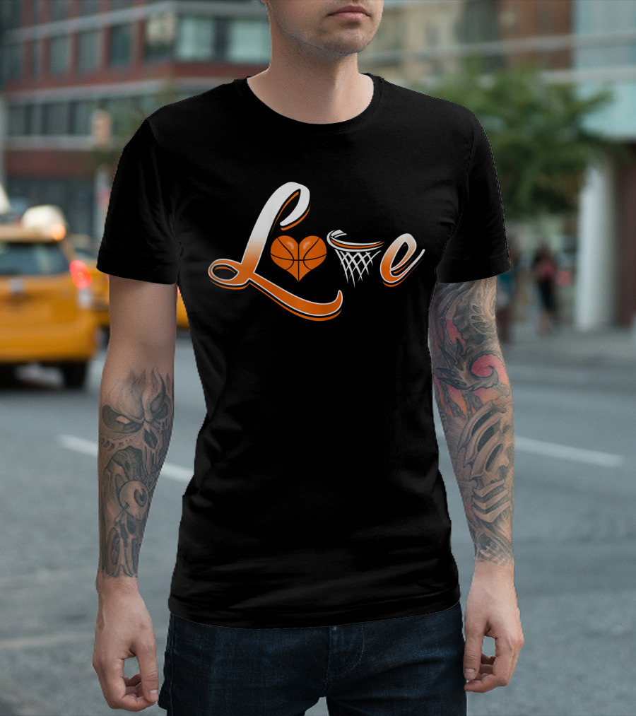 Basketball Love Heart Hoop Cute Basketball T-Shirt
