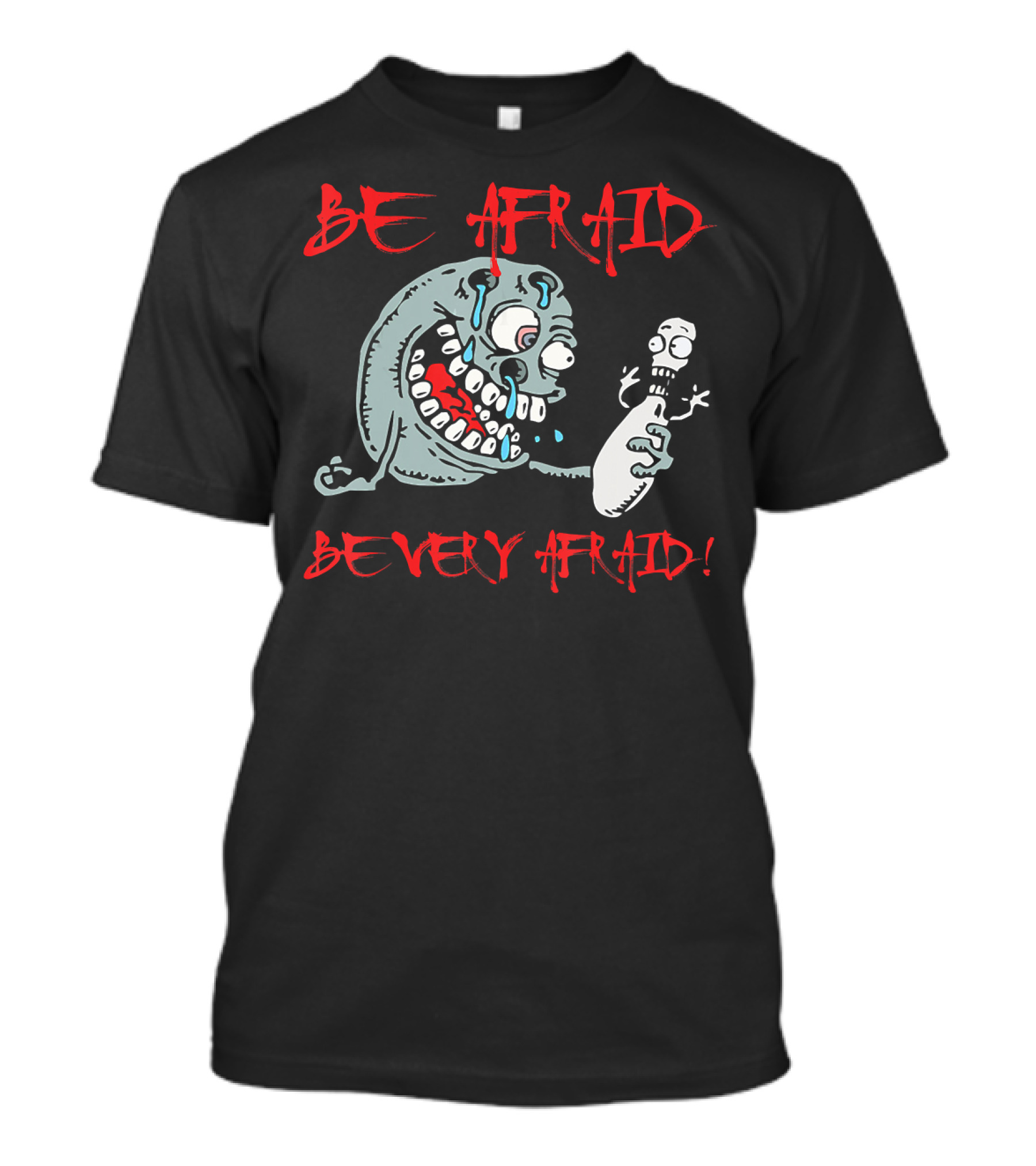 Be Afraid Be Very Afraid Funny Bowling Monster Holding Pin T-Shirt