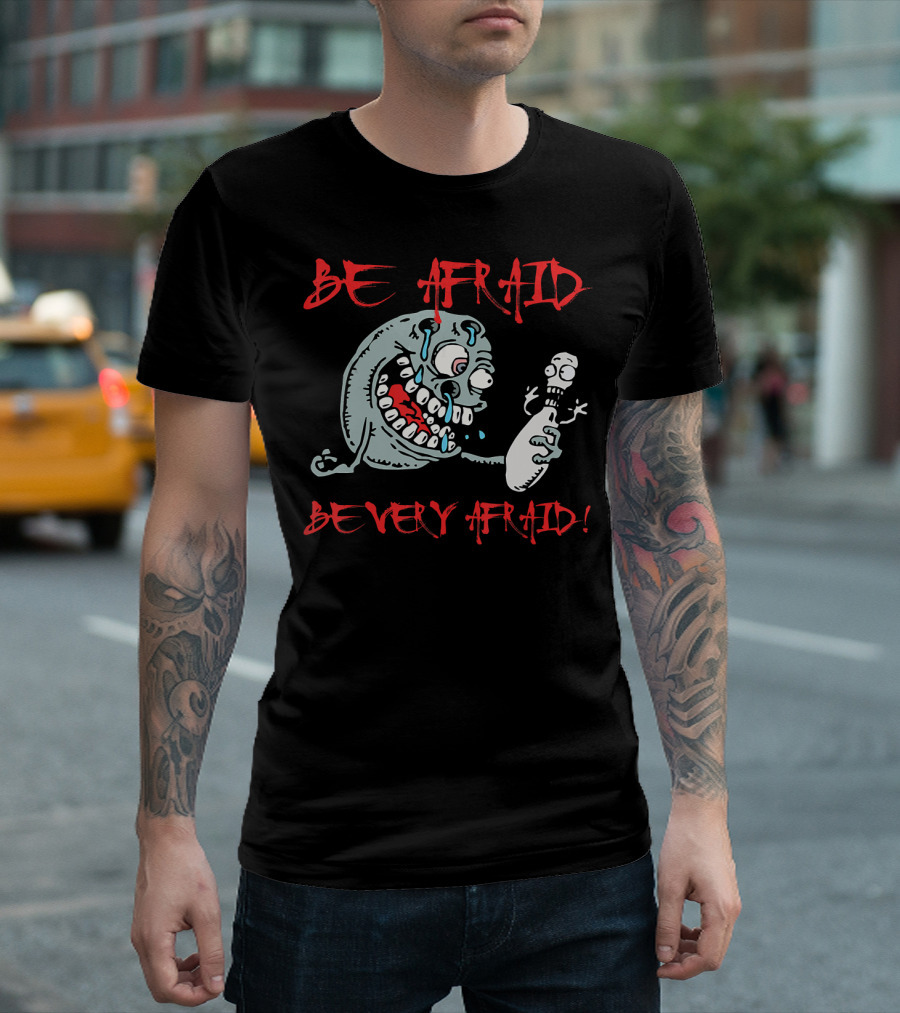 Be Afraid Be Very Afraid Funny Bowling Monster Holding Pin T-Shirt